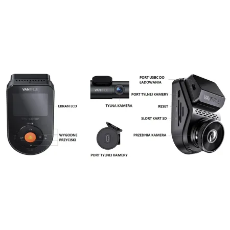 Vantrue S1 PRO 2CH – kamera samochodowa Dual WiFi GPS, przód + tył, tryb parkingowy